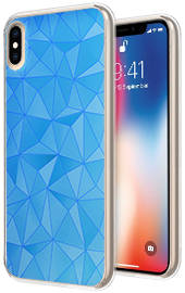 BACK CASE RUBBER JELLY Prism Neo IPHONE X BLUE + GLASS 9H