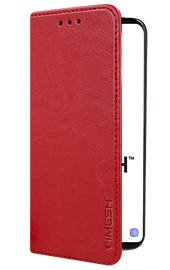 IMESH LEATHER CASE COVER GENUINE LEATHER SAMSUNG GALAXY A52 RED + GLASS 5D
