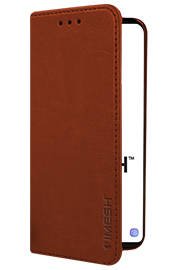 IMESH LEATHER CASE COVER GENUINE LEATHER SAMSUNG GALAXY A52S 5G SM-A528 BROWN + GLASS 5D
