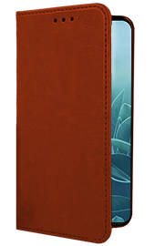 WALLET CASE COVER GENUINE LEATHER SAMSUNG GALAXY S23 PLUS BROWN + GLASS 9H