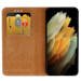 WALLET CASE COVER GENUINE LEATHER SAMSUNG GALAXY S21 ULTRA BROWN