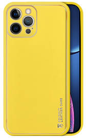 Etui do IPHONE 13 PRO MAX na tył EcoLeather pokrowiec żółty ze szkłem hartowanym